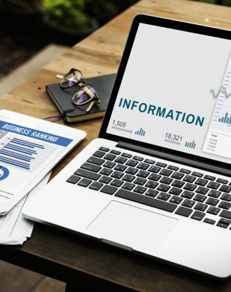 Network connection graphic overlay background on laptop screen